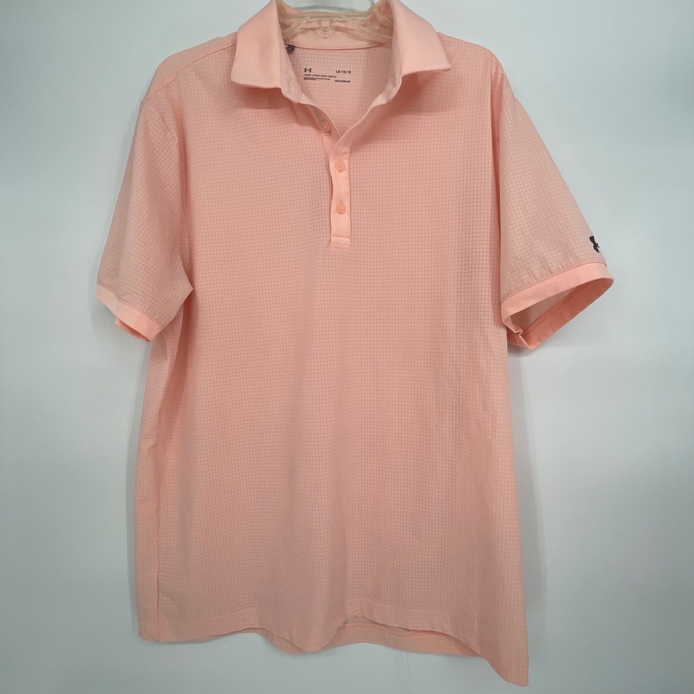 Under Armour Men's HeatGear Loose Fit Polo Shirt Peach XL Golf Athletic